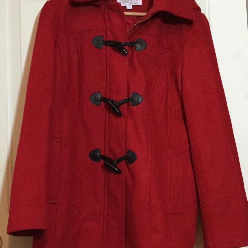 Red Wool Coat Lined Company Ellen Tracy Size M